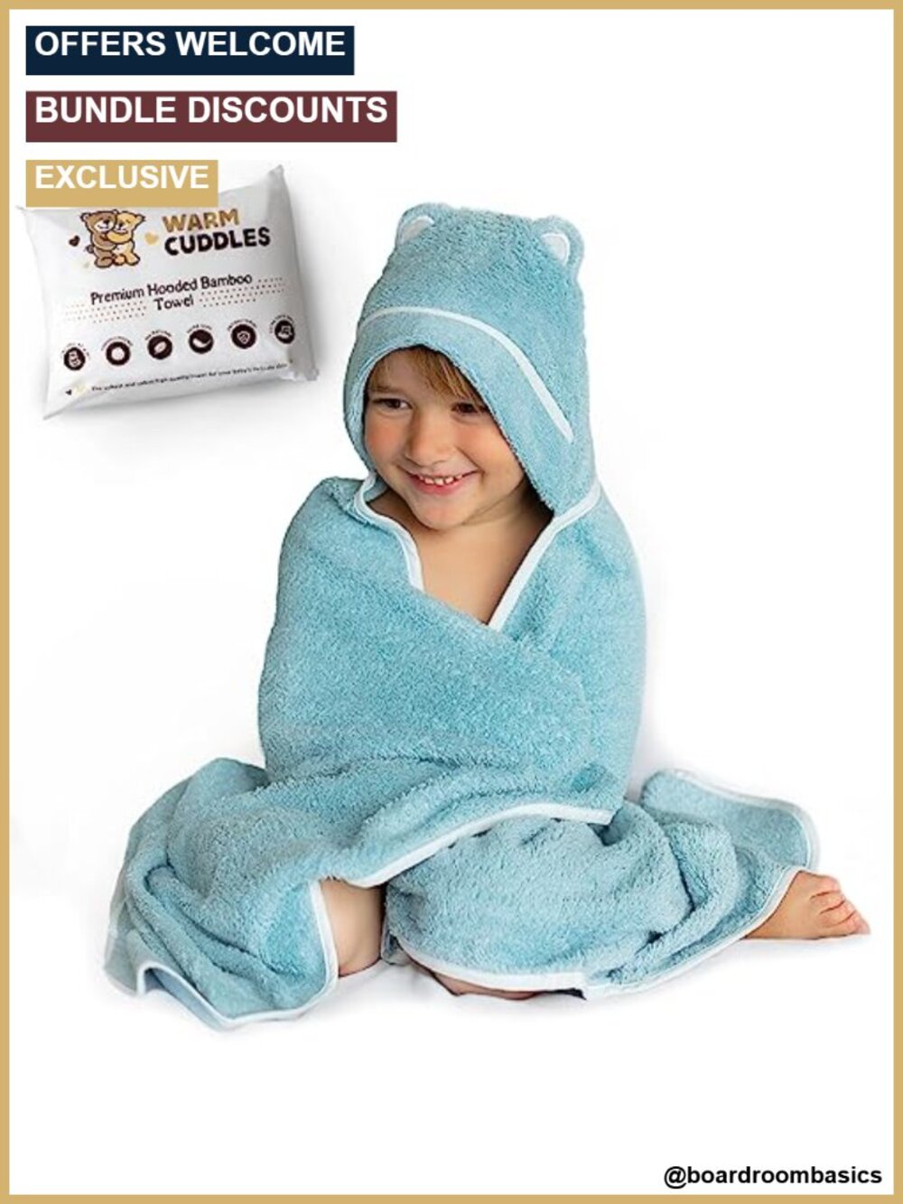 Toddler Hooded Bath Towel Rayon from Bamboo Soft Absorbent 42x30